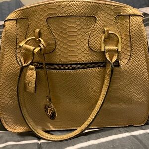 London Fog Gold Textured Satchel